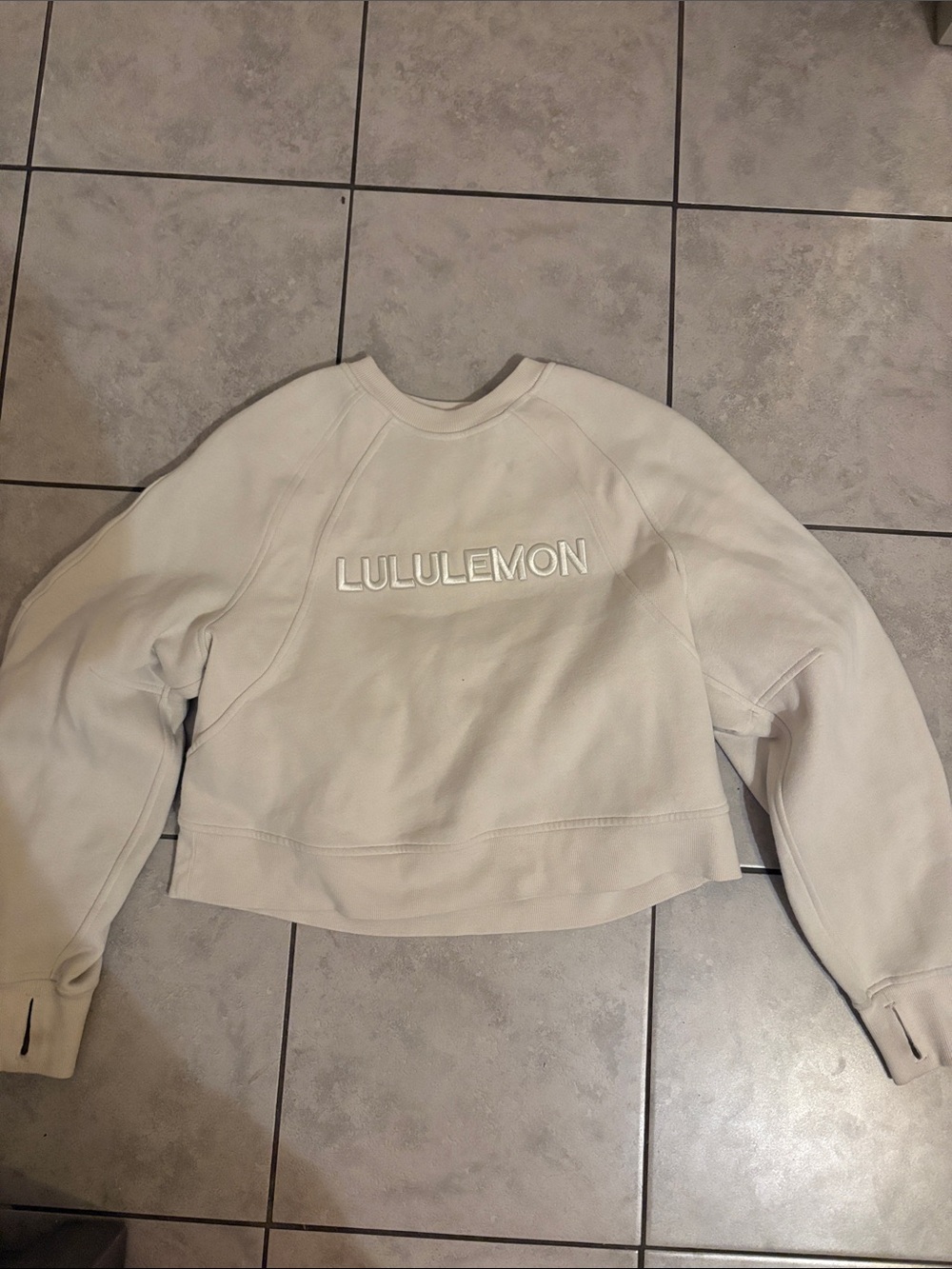 Lululemon Cropped Crewneck Sweatshirt in Light Beige